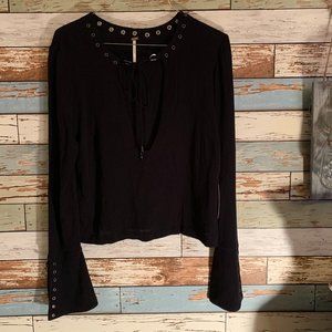 NWT Free People V-Neck Grommet Cropped Top Sz S